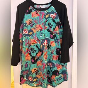 LuLaRoe Mickey & Minnie Mouse Colorful Graphic 3/4 Sleeve Tee
